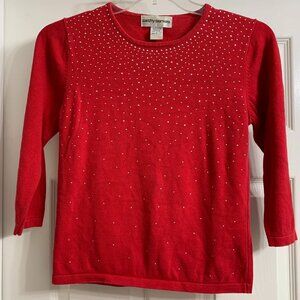 Cathy Daniels Women's Red Sweater with Embellishments, Size S